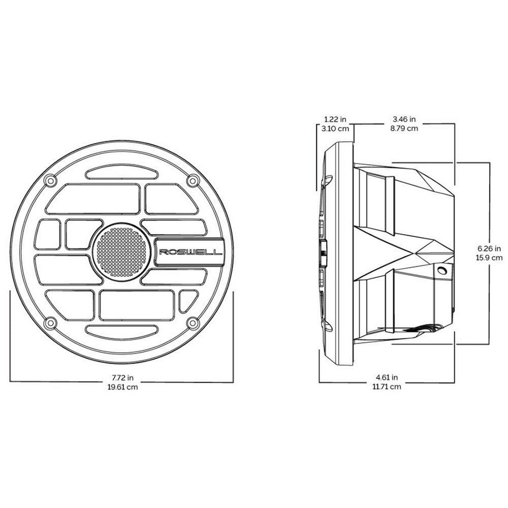 Roswell R Series 65 Marine Speakers Anthracite Grille 60W RMS 120W Peak Power C9201902