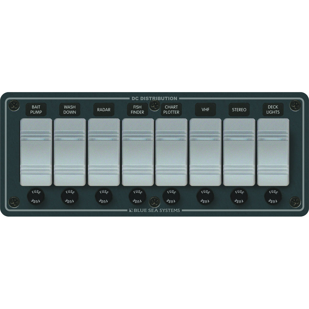 Blue Sea 8261 Waterproof Panel 8 Position Slate Grey 8261