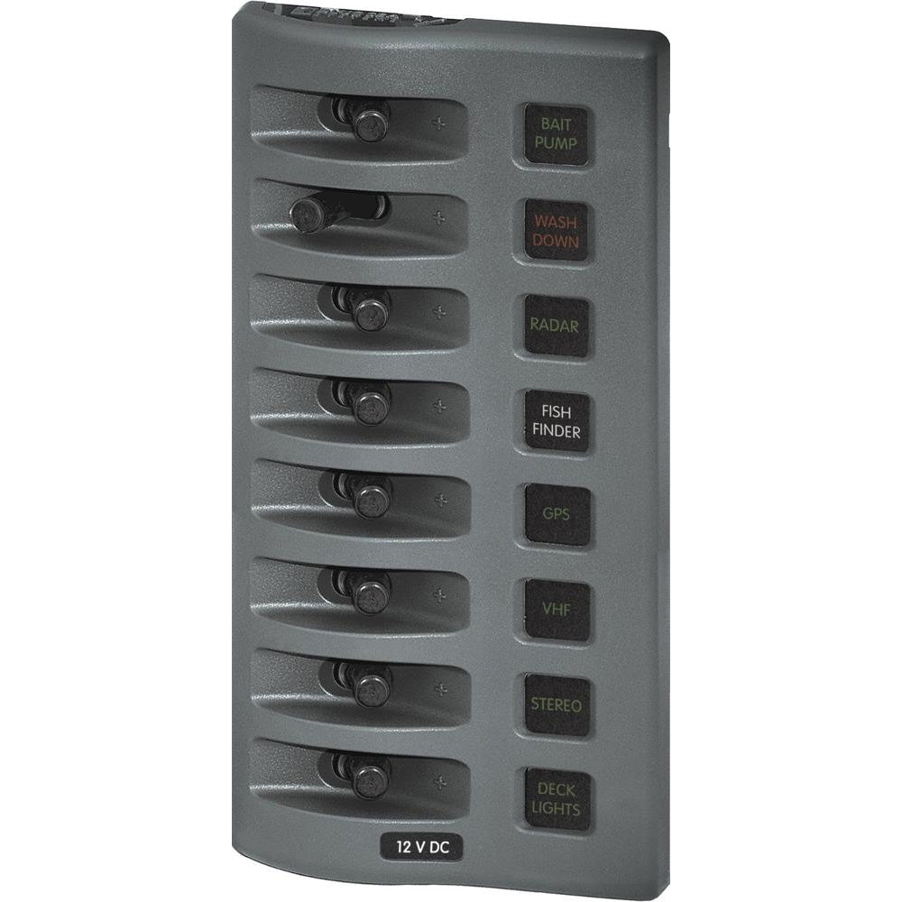 Blue Sea 4308 WeatherDeck Water Resistant Fuse Panel 8 Position Grey 4308