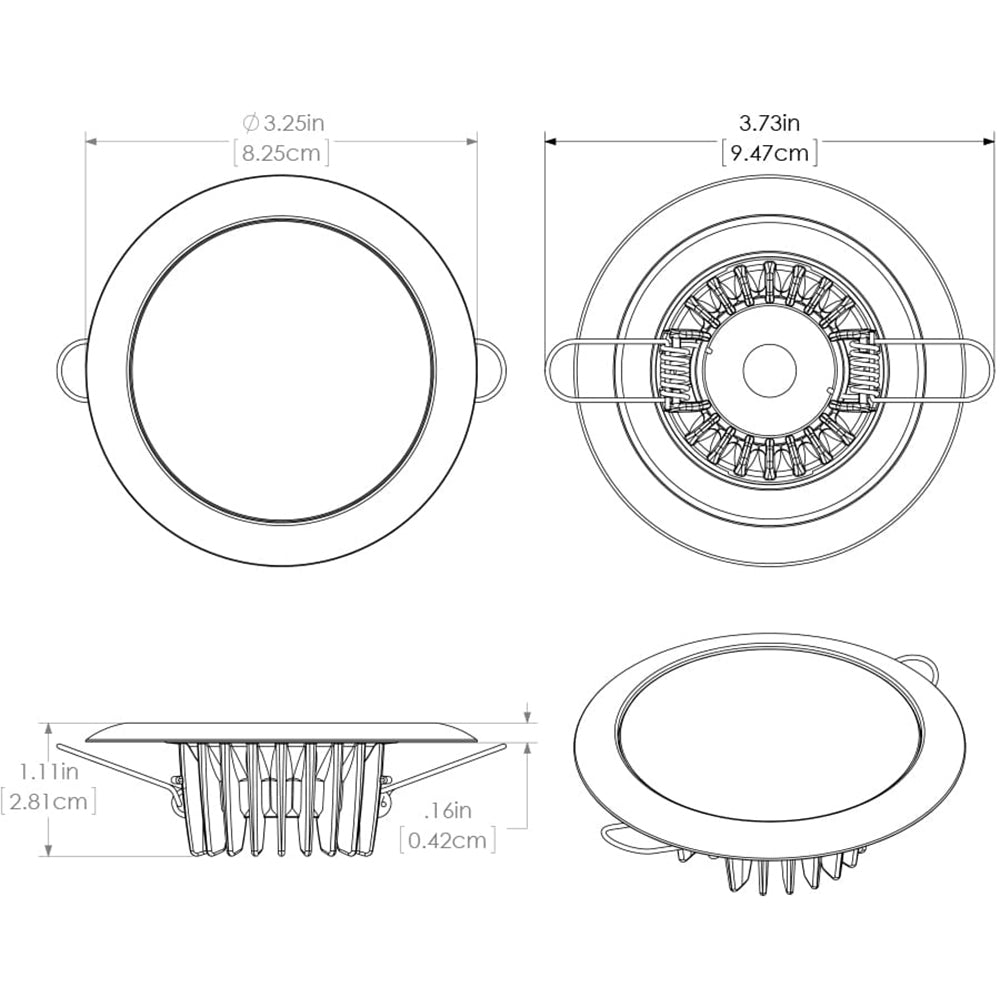 Lumitec Mirage Flush Mount Down Light Glass FinishNo Bezel Warm White Dimming 113199