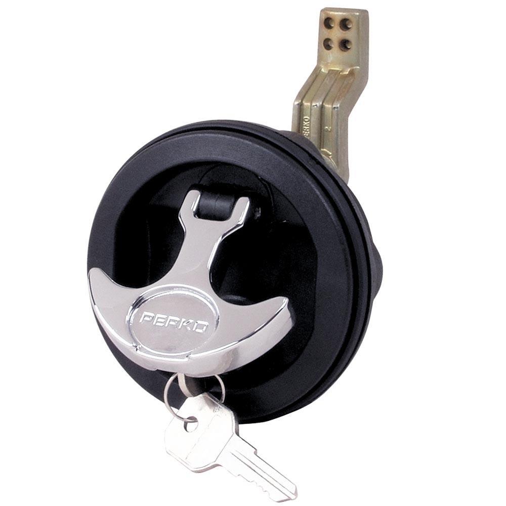 Perko Surface Mount Latch Black Body Chrome Handle Offset Cam Bar 34 238 1091DP1BLK