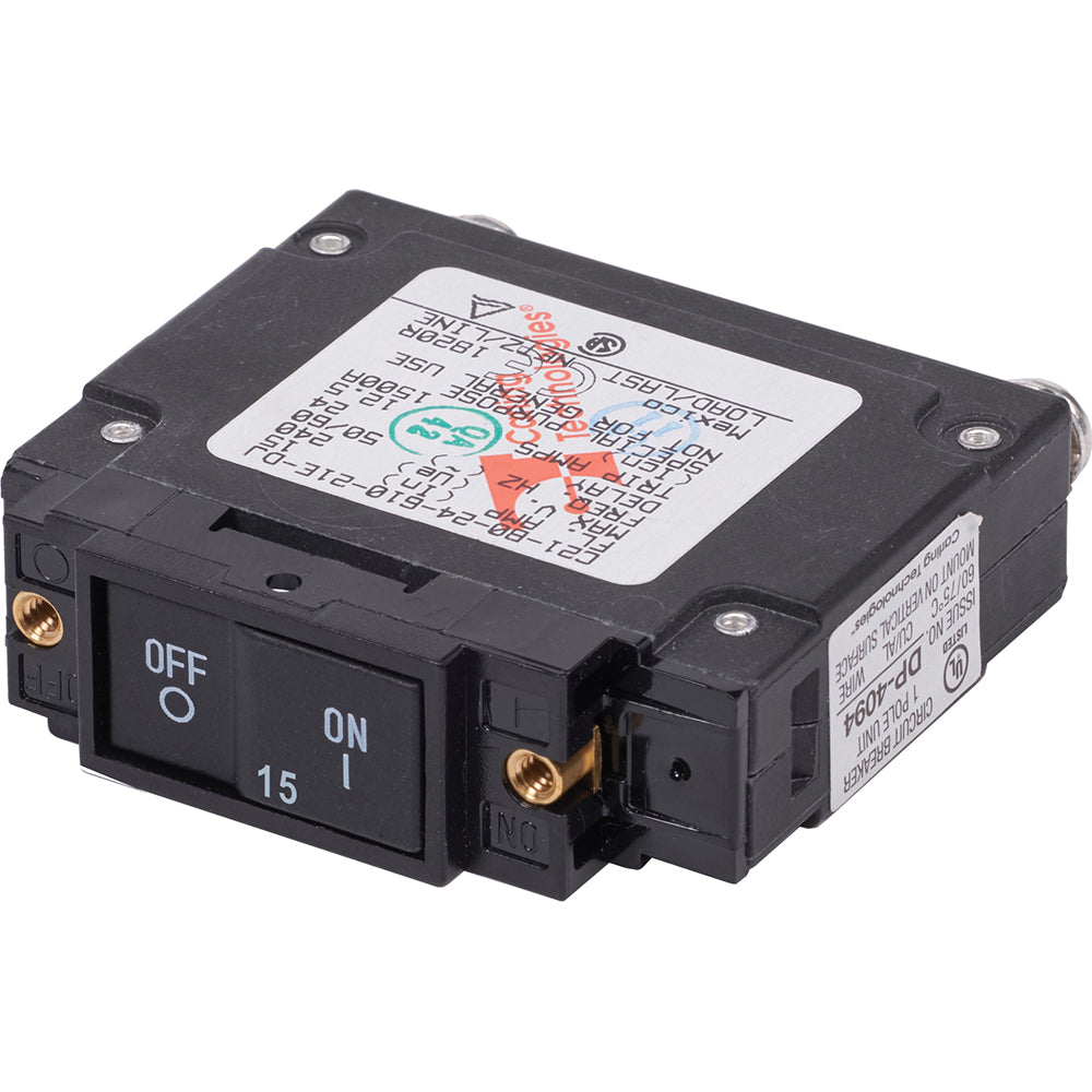 Blue Sea 7456 UL489 Circuit Breaker 15A Flat Rocker 7456