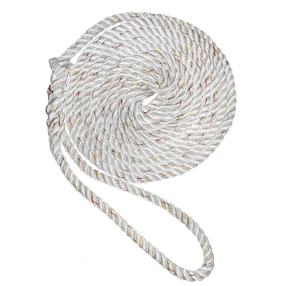 New England Ropes 12 Premium 3Strand Dock Line White wTracer 15 C60501600015