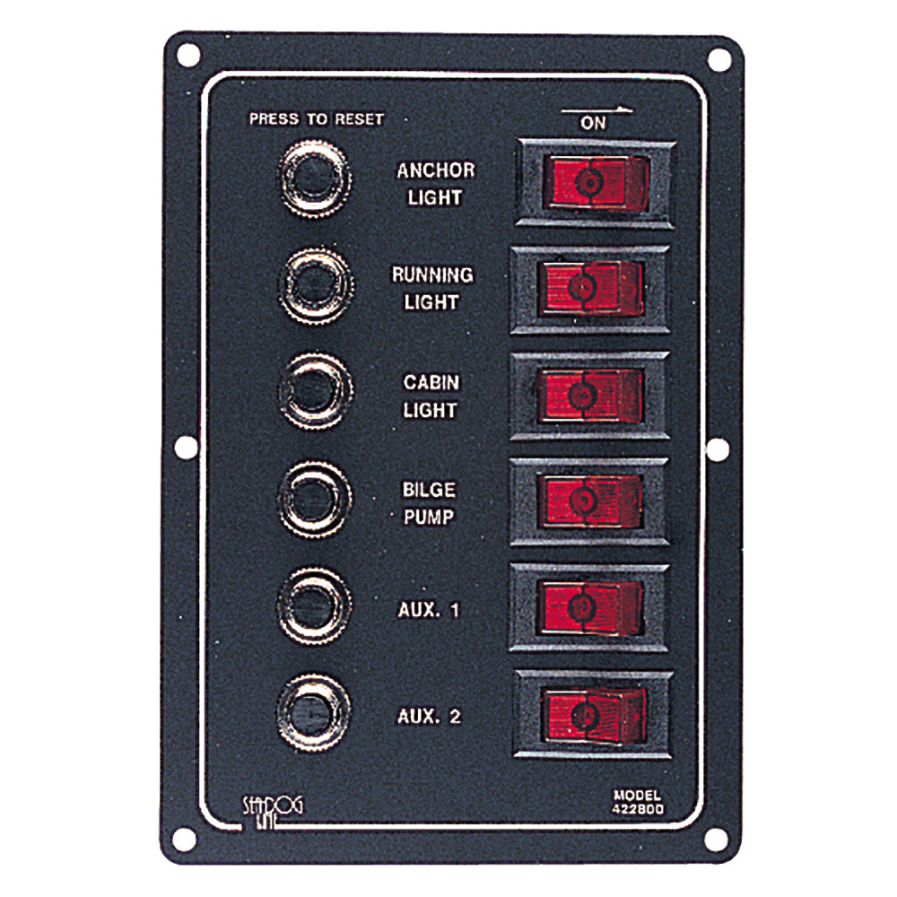 SeaDog Aluminum Circuit Breaker Panel 6 Circuit 4228001