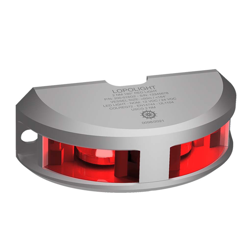 Lopolight Series 200016 Navigation Light 2NM Vertical Mount Red Silver Housing 200016G2