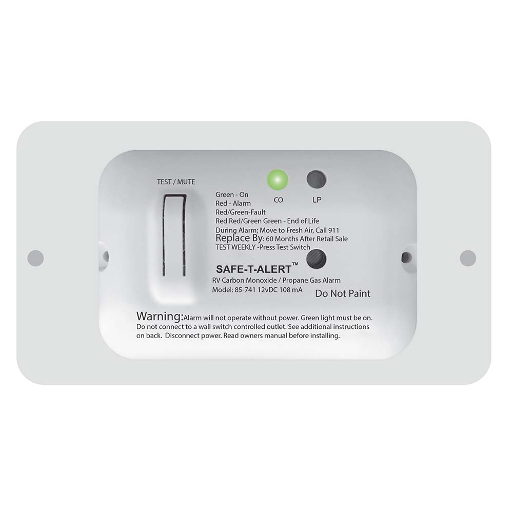 SafeTAlert 85 Series Carbon Monoxide Propane Gas Alarm 12V White 85741WT