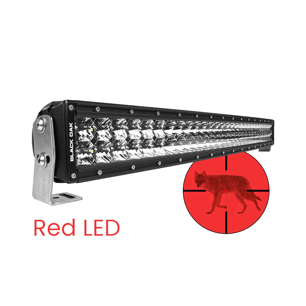 Black Oak 30 Curved Double Row Red LED Predator Hunting Light Bar Combo Optics Black Housing Pro Series 30 30CRD3OS