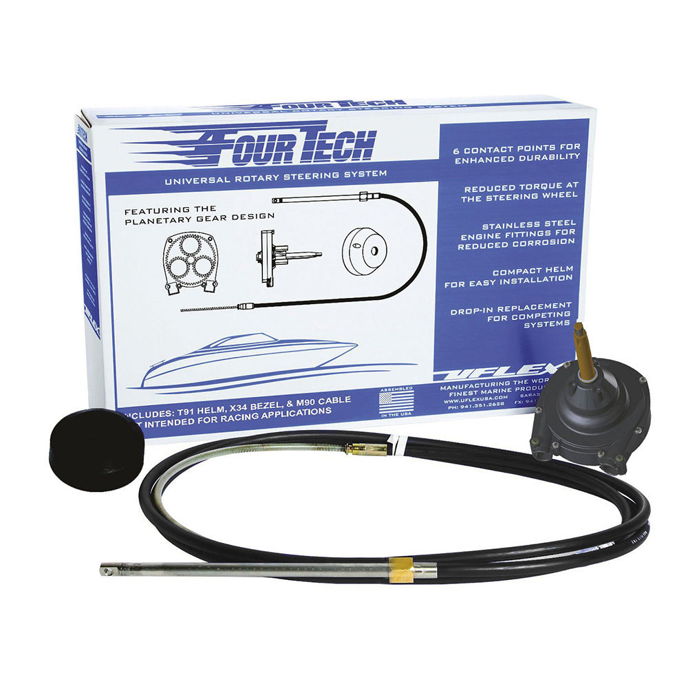 Uflex Fourtech 15 Black Mach Rotary Steering System wHelm Bezel Cable FOURTECHBLK15