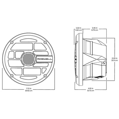 Roswell R Series 77 Marine Speakers  Anthracite Grille  80W RMS  160W Peak Power C9201912