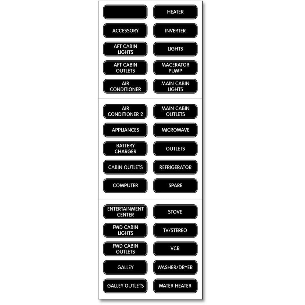 Blue Sea 8031 AC Panel Basic 30 Label Set 8031