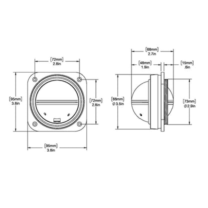 Ritchie V527 Kayak Compass  Bulkhead Mount  White Dial V527