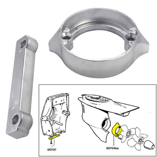 Tecnoseal Anode Kit wHardware  Volvo DuoProp 280  Aluminum 20702AL