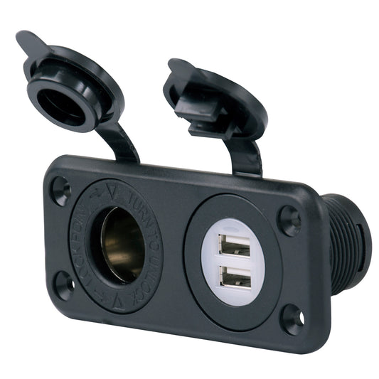 Marinco SeaLink Deluxe Dual USB Charger  12V Receptacle 12VCOMBO
