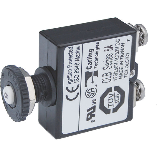 Blue Sea Push Button Reset Only Screw Terminal Circuit Breaker  5 Amps 2130