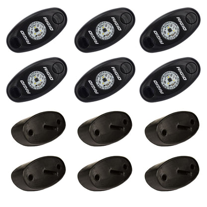 RIGID Industries ASeries Rock Light Kit  6 Blue Lights  Black 400283