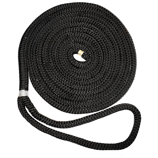 New England Ropes 58 Double Braid Dock Line  Black  15 C50542000015
