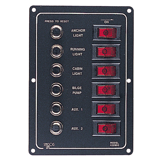 SeaDog Aluminum Circuit Breaker Panel  6 Circuit 4228001