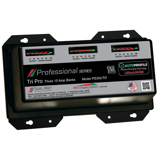 Dual Pro PS3 Auto 15A  3Bank LithiumAGM Battery Charger PS3AUTO