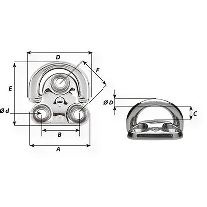 Wichard Folding Pad Eye  Diameter 1564 6604W